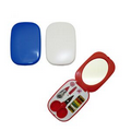 Compact sewing kit with enclosed mirror